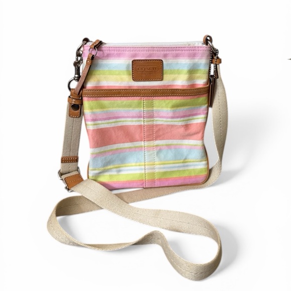 Coach Handbags - Coach Y2K Hampton Pastel Stripe Crossbody Bag